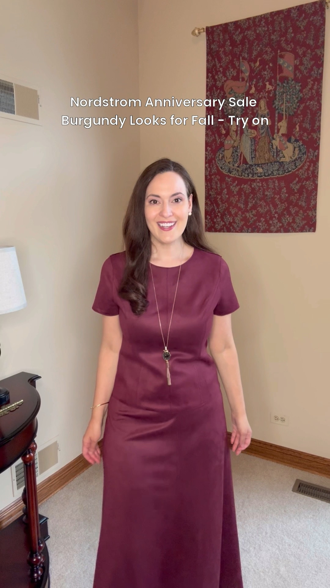 Nordstrom Anniversary Sale Fall outfit try on - beautiful burgundy dresses by Vince Camuto and Julia Jordan. The chic faux suede top and long skirt are also Vince Camuto. 

#LTKSaleAlert #LTKStyleTip #LTKSeasonal