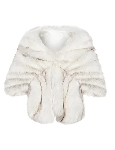 BABEYOND Womens Faux Fur Collar Shawl Faux Fur Scarf Wrap Evening Cape for Winter Coat | Amazon (US)