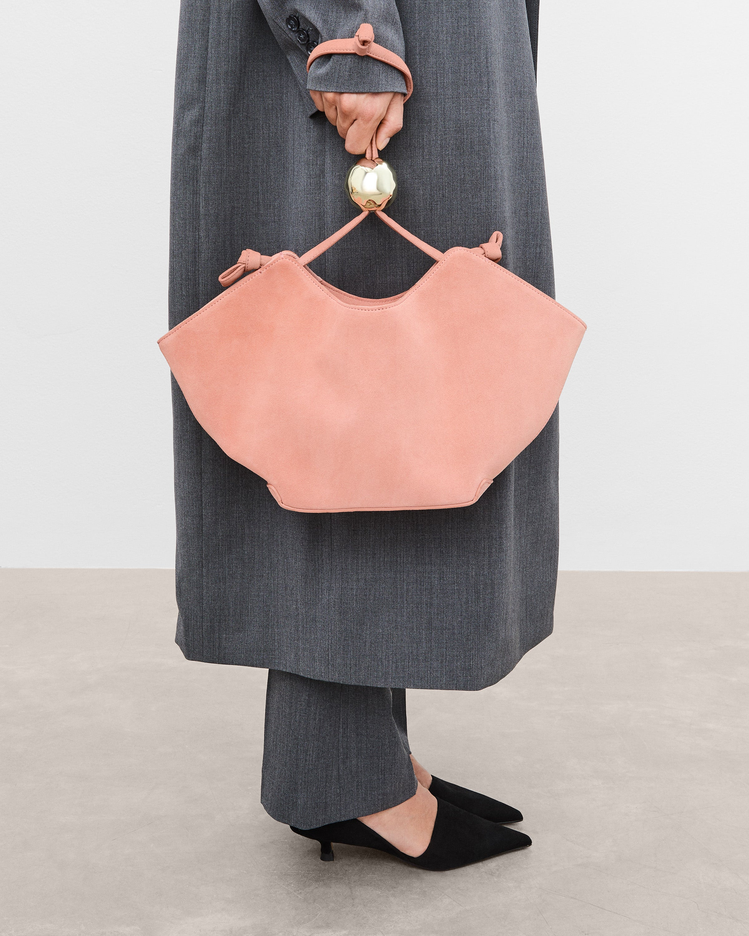 Donia Mini Handbag Suede Blush Pink | Flattered