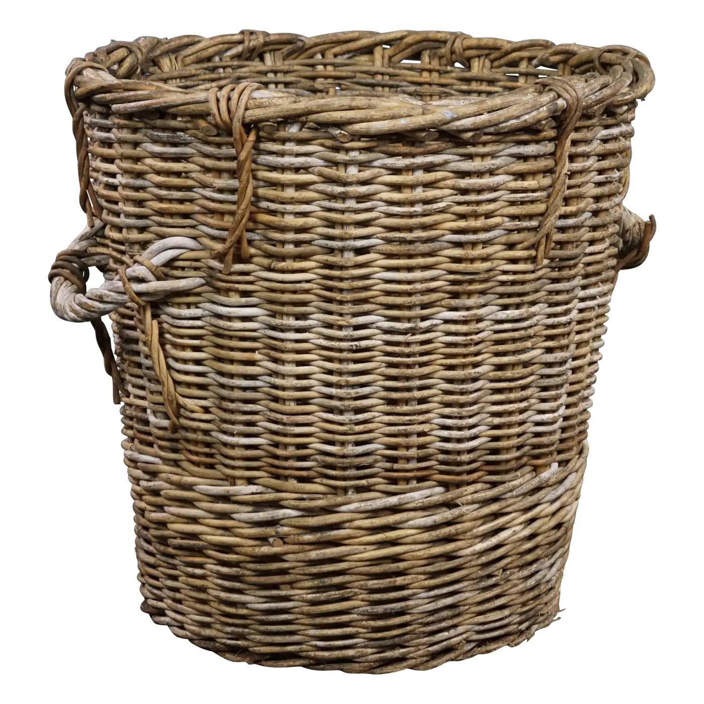 French round hand woven fireplace basket | 1stDibs
