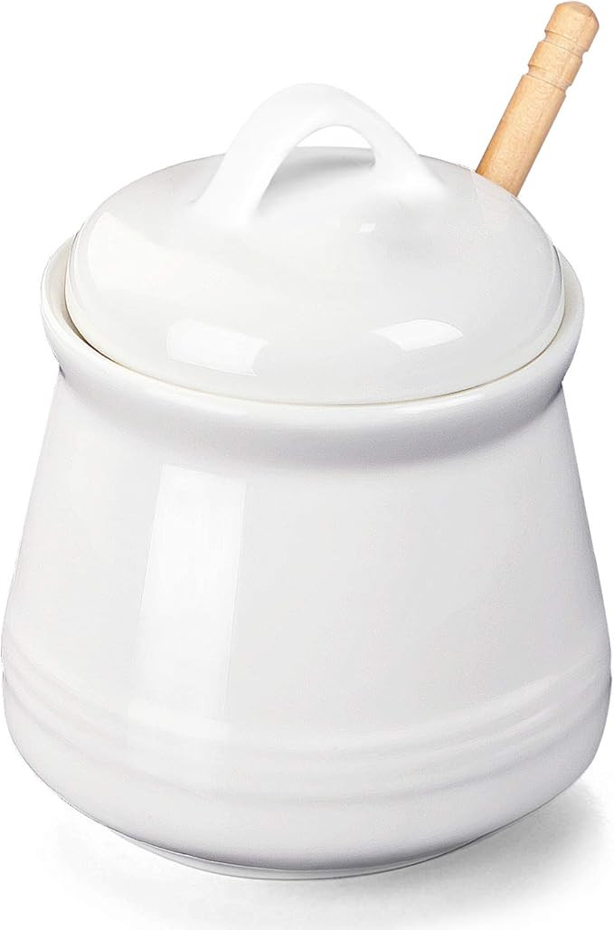 HAOTOP Ceramic Honey pot with Lid and Honey Stick,Porcelain Honey Jar Easy to Clean and Dishwashe... | Amazon (US)