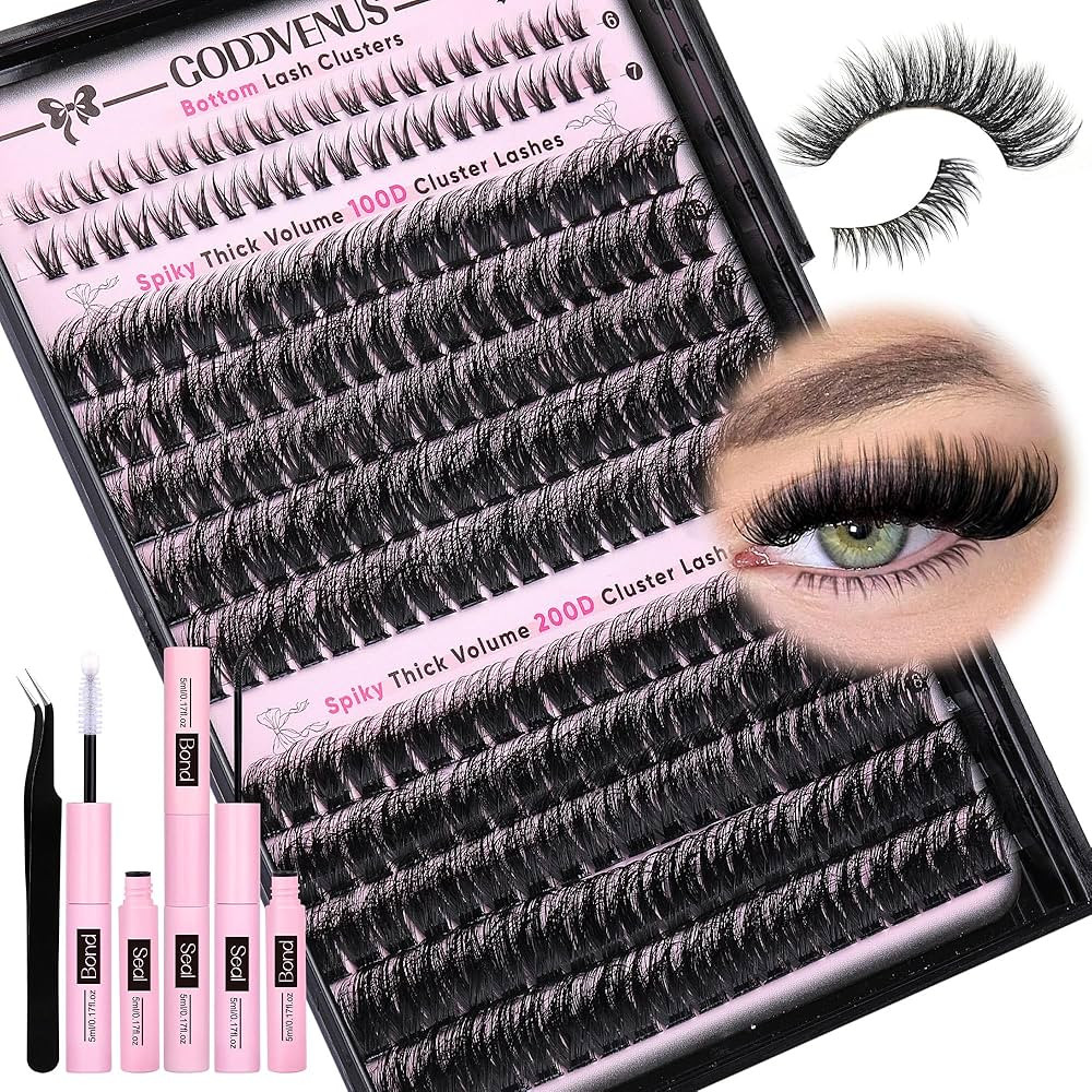 Goddvenus Fluffy Eyelash Clusters Kit Waterproof DIY Lashes Extension Kit Wispy Volume D Curl Clu... | Amazon (US)
