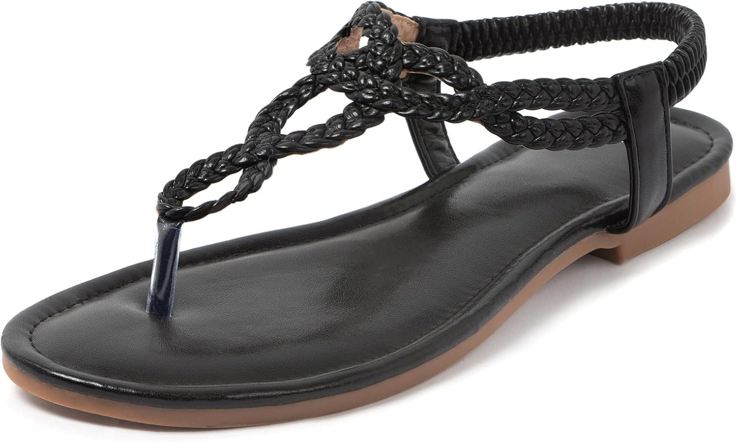 iCKER Women Flat Sandals Braided Thong Summer Elastic Strap Woven Beach Dressy Flip Flops Sandals | Amazon (US)