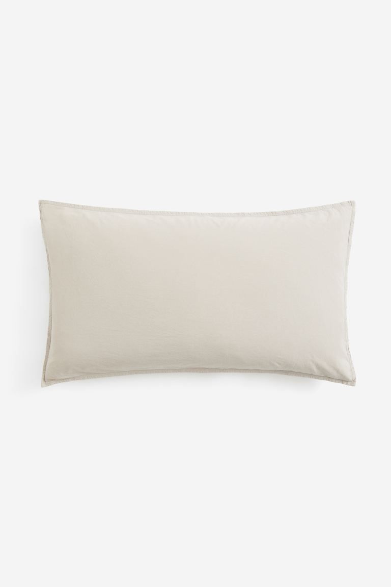 Washed Cotton Pillowcase - Light beige - Home All | H&M US | H&M (US + CA)