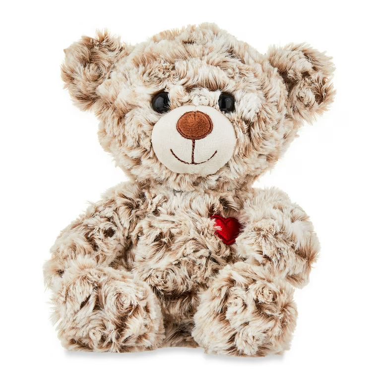 Valentine's Day Brown Bear Plush Toy, 7", by Way To Celebrate | Walmart (US)