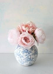 Transferware Pattern Round Terra Cotta Vase - 8" Tall | Afloral (US)