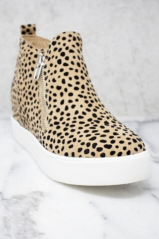 The Danielle Spotted Animal Print Wedge Sneakers | The Pink Lily Boutique