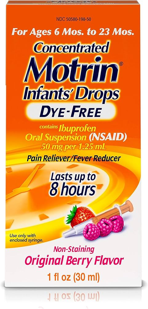 Motrin Infants Concentrated Liquid Medicine Drops with Ibuprofen, Berry, 1 fl. oz | Amazon (US)