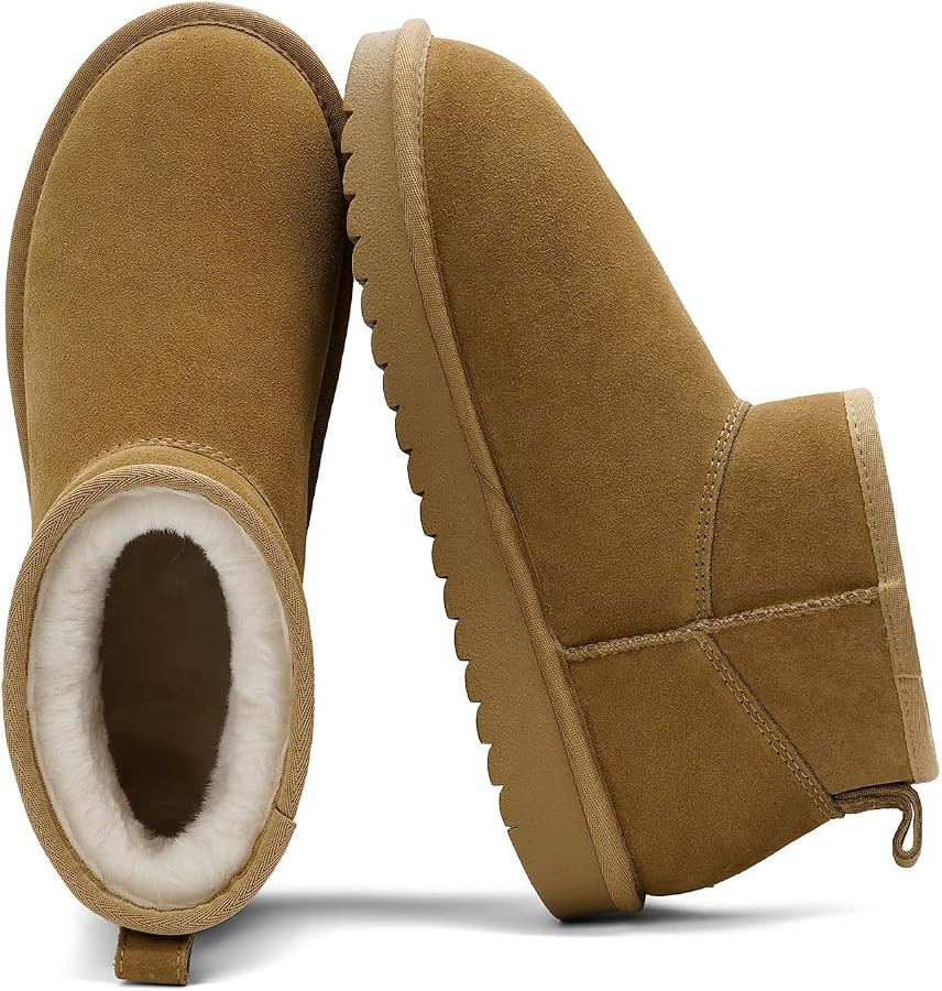 OXSTAR Winter Snow Boots for Women Cozy Plush Line Suede Boot | Amazon (US)