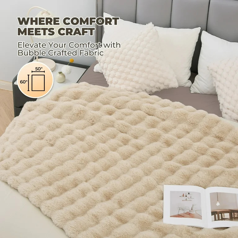 MARNUR Electric Throw Blanket 50"x60", Faux Fur Heated Throw, 6 Heating Levels, 4 Hours Timer, Kh... | Walmart (US)