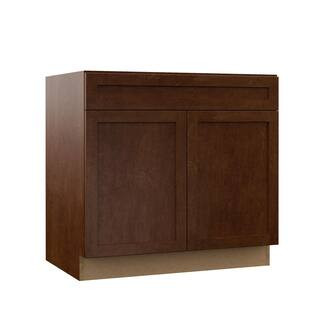Hampton Bay Designer Series Soleste Assembled 36x34.5x23.75 in. Sink Base Kitchen Cabinet in Spic... | The Home Depot