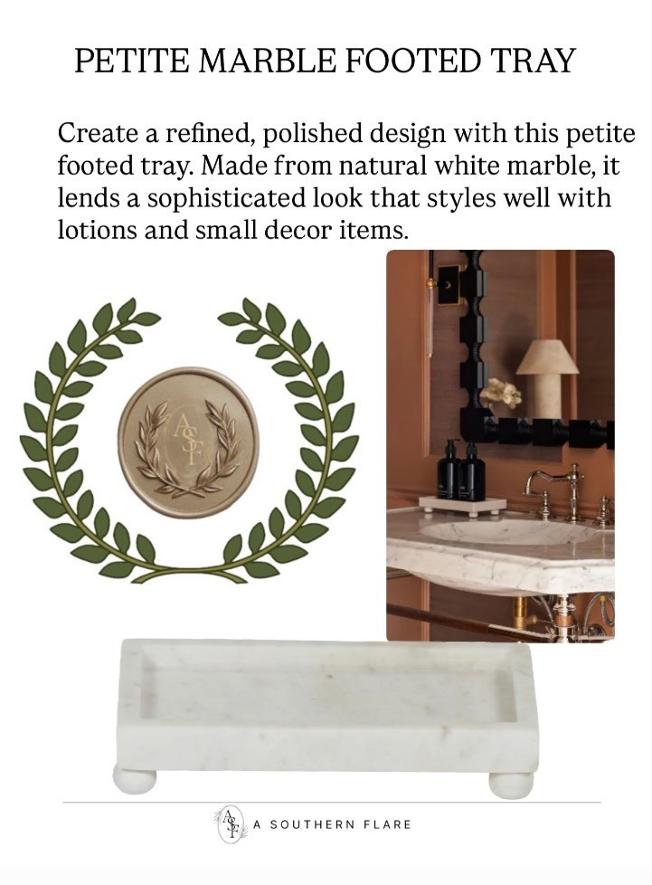 Create a refined, polished design with this petite footed tray. Made from natural white marble, it lends a sophisticated look that styles well with lotions and small decor items. / Home Accessories: Interior’s

#LTKHome
