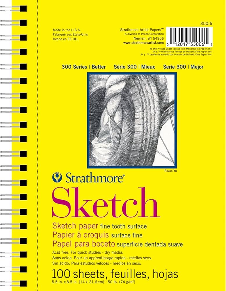 Strathmore 300 Series Sketch Pad, 5.5x8.5 inch, 100 Sheets, Side Wire - Artist Sketchbook for Dra... | Amazon (US)