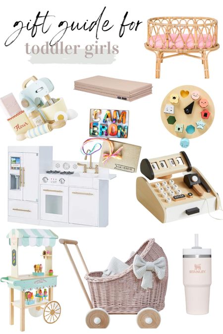 Gift guide for toddler girls, wooden toys, cash register, kitchen, gymnastics mat, baby pram, doll bed, Stanley 

#LTKGiftGuide #LTKHoliday #LTKSeasonal