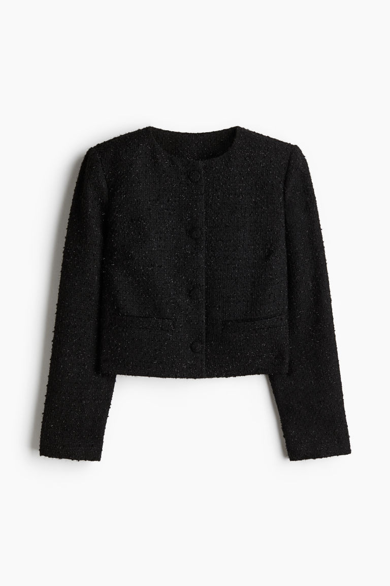 H & M - Bouclé-Weave Jacket - Black | H&M (US + CA)