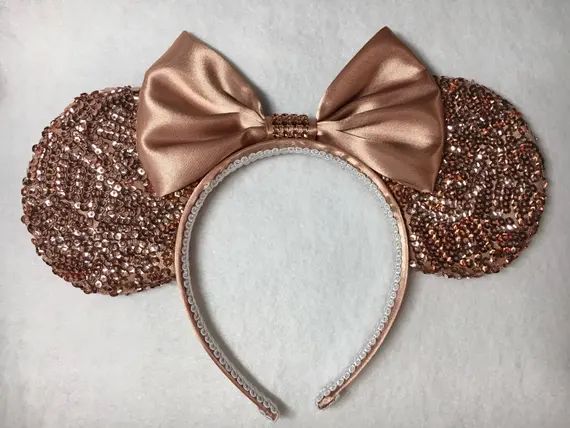 Rose Gold sequins ears, Rose Gold Minnie inspired Ears, Minnie Mouse ears, Mickey Mouse ears | Etsy (US)