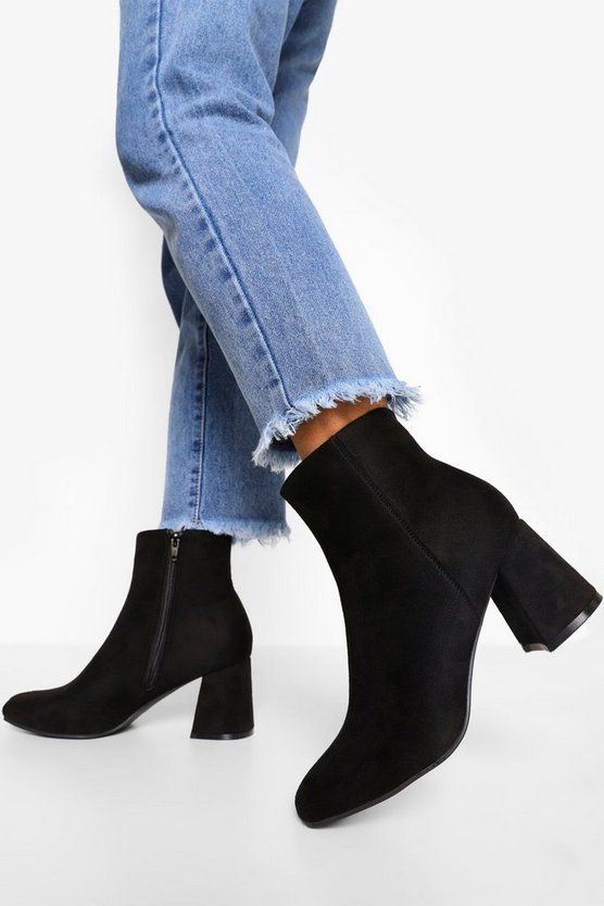 Block Heel Pointed Toe Shoe Boots | Boohoo.com (US & CA)