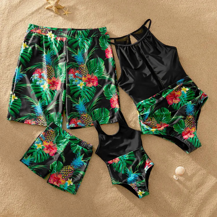 Pineapple Printed Stiching Matching Swimsuits | PatPat