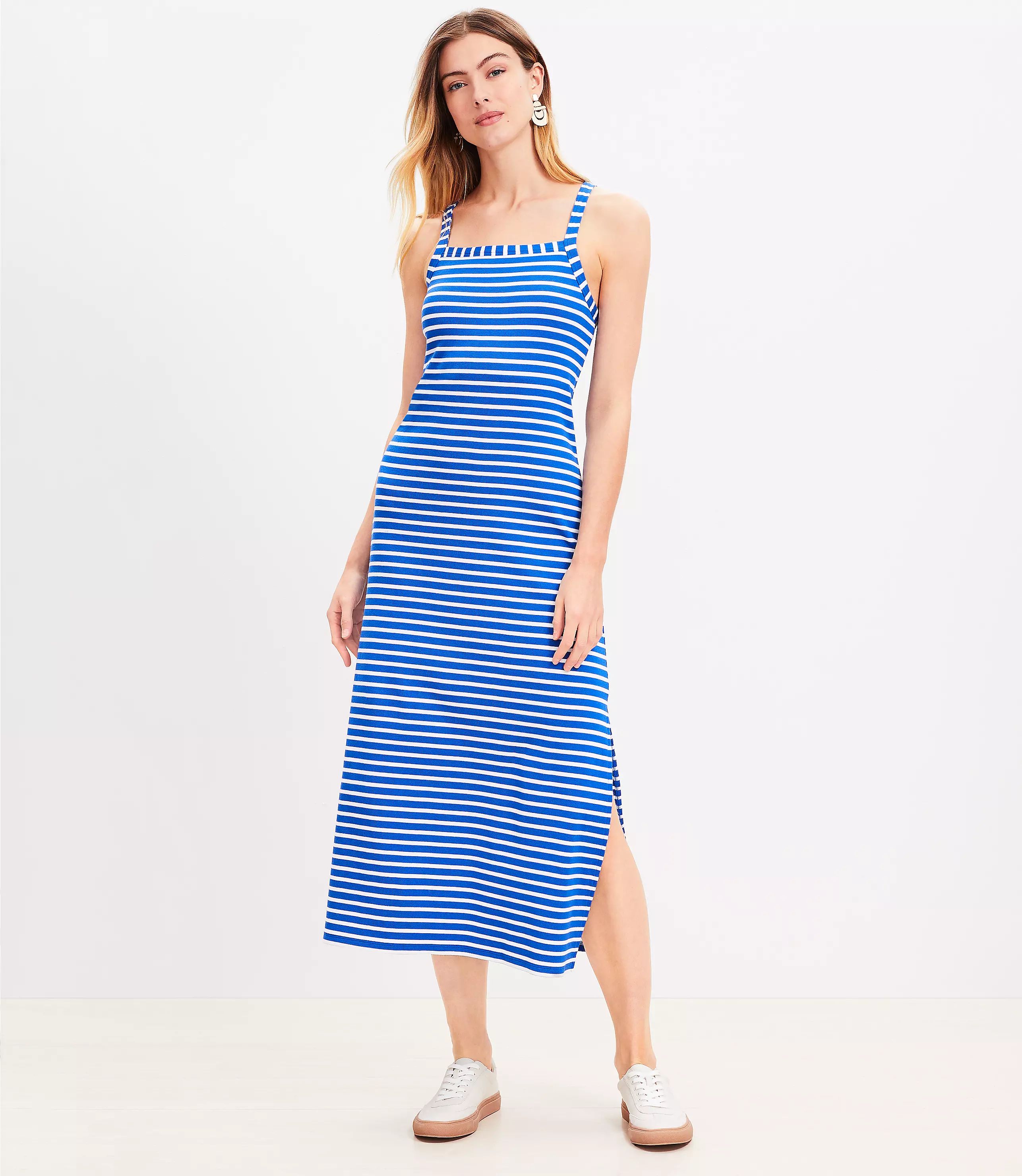 Stripe Ribbed Bra Maxi Dress | LOFT