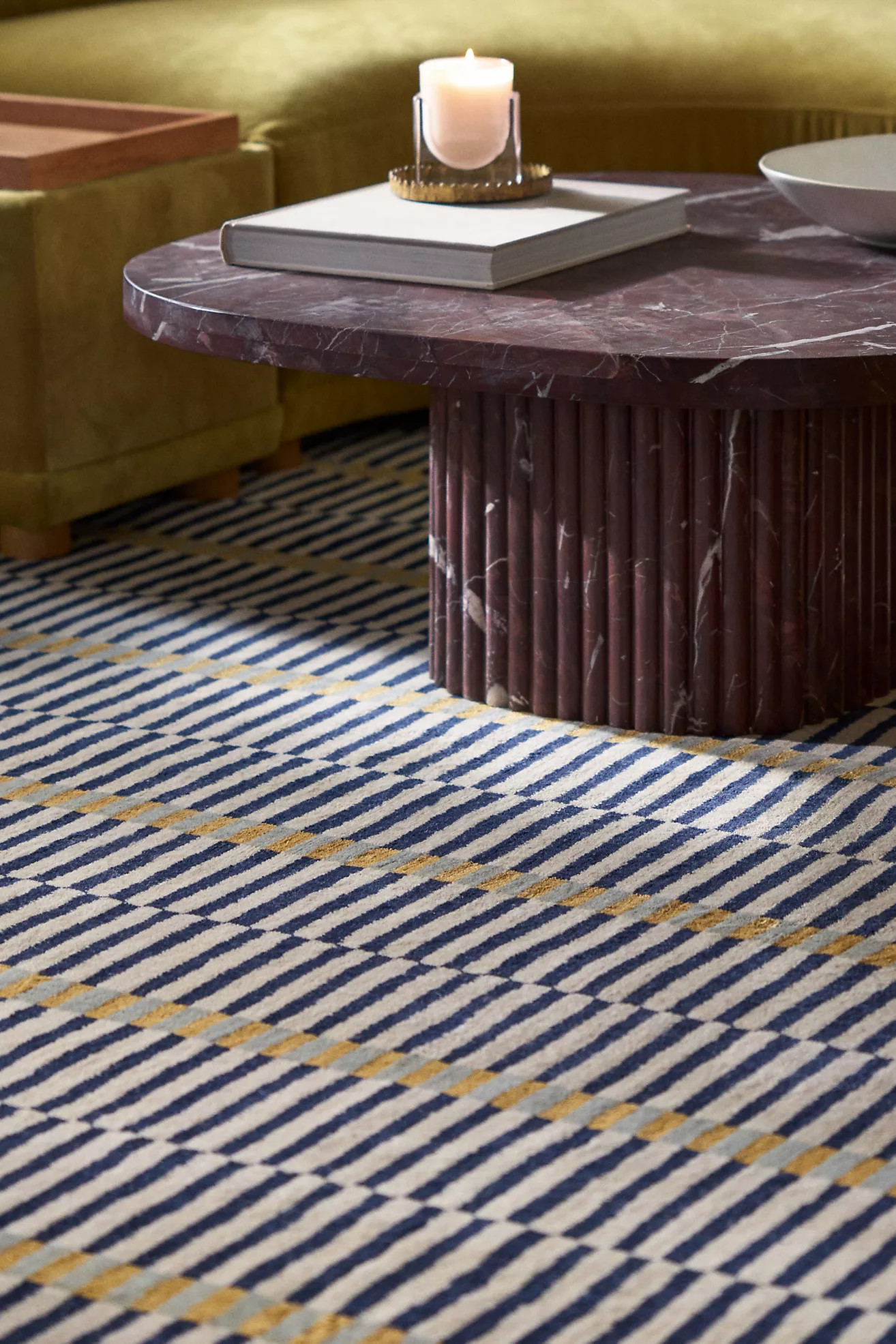 Hand-Loomed Wool & Jute Blend Geometric Striped Rug | Anthropologie (US)