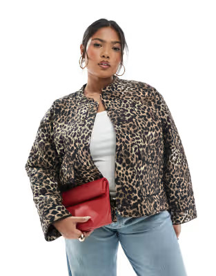 ONLY Curve quilted jacket in animal print | ASOS (Global)
