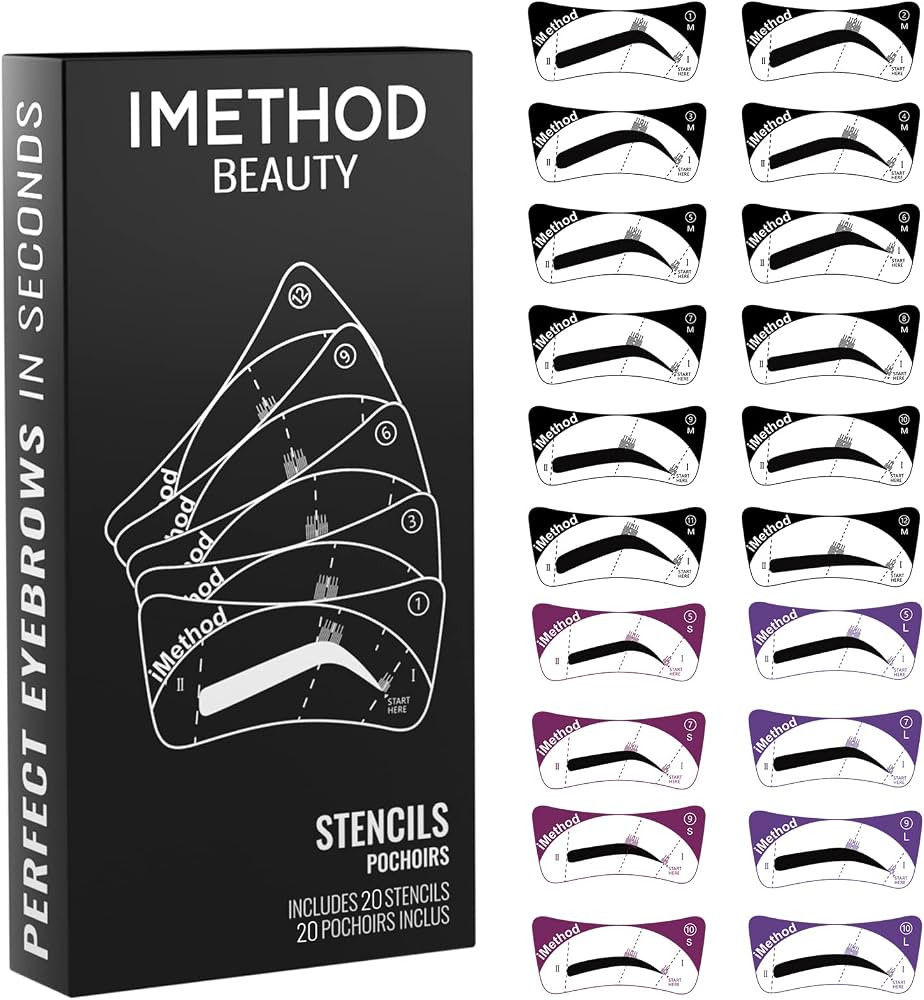 iMethod Eyebrow Stencils Eyebrows Shape Reusable - 20 Eyebrow Stencil Kit, Eyebrow Stencil for Be... | Amazon (US)