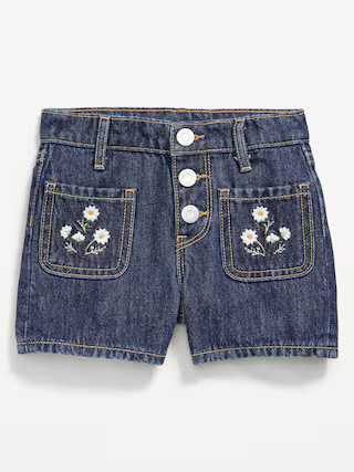 High-Waisted Embroidered Mariner Jean Shorts for Toddler Girls | Old Navy (US)