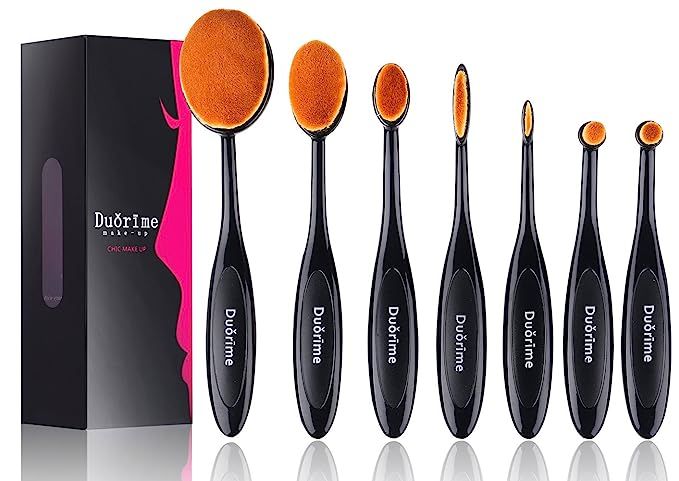 Duorime New 7pcs Black Oval Toothbrush Makeup Brush Set Cream Contour Powder Concealer Foundation... | Amazon (US)