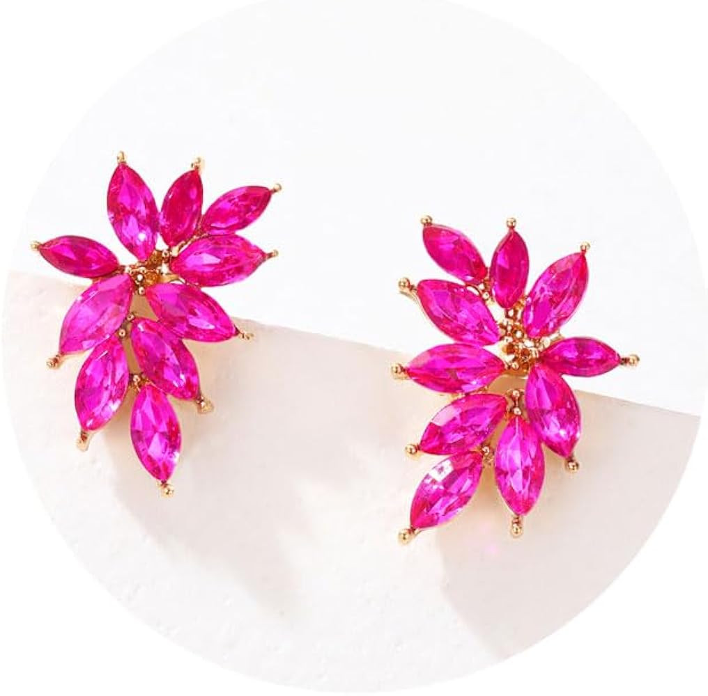 Small Rhinestone Stud Earrings Dainty Marquise Crystal Cluster Earring for Women Wedding Bride Pr... | Amazon (US)