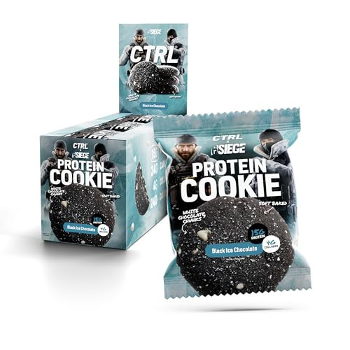 CTRL x Rainbow Six Siege Black Ice Chocolate Protein Cookies - Soft Baked Cookies with Real White Chocolate Chunks - 15g Protein, 4g Collagen & Fiber (12 Pack) | Amazon (US)