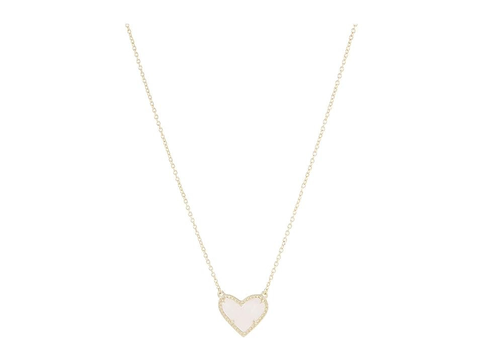 Kendra Scott Ari Heart Short Pendant Women's Necklace Women's Necklace Gold Rose Quartz | Zappos