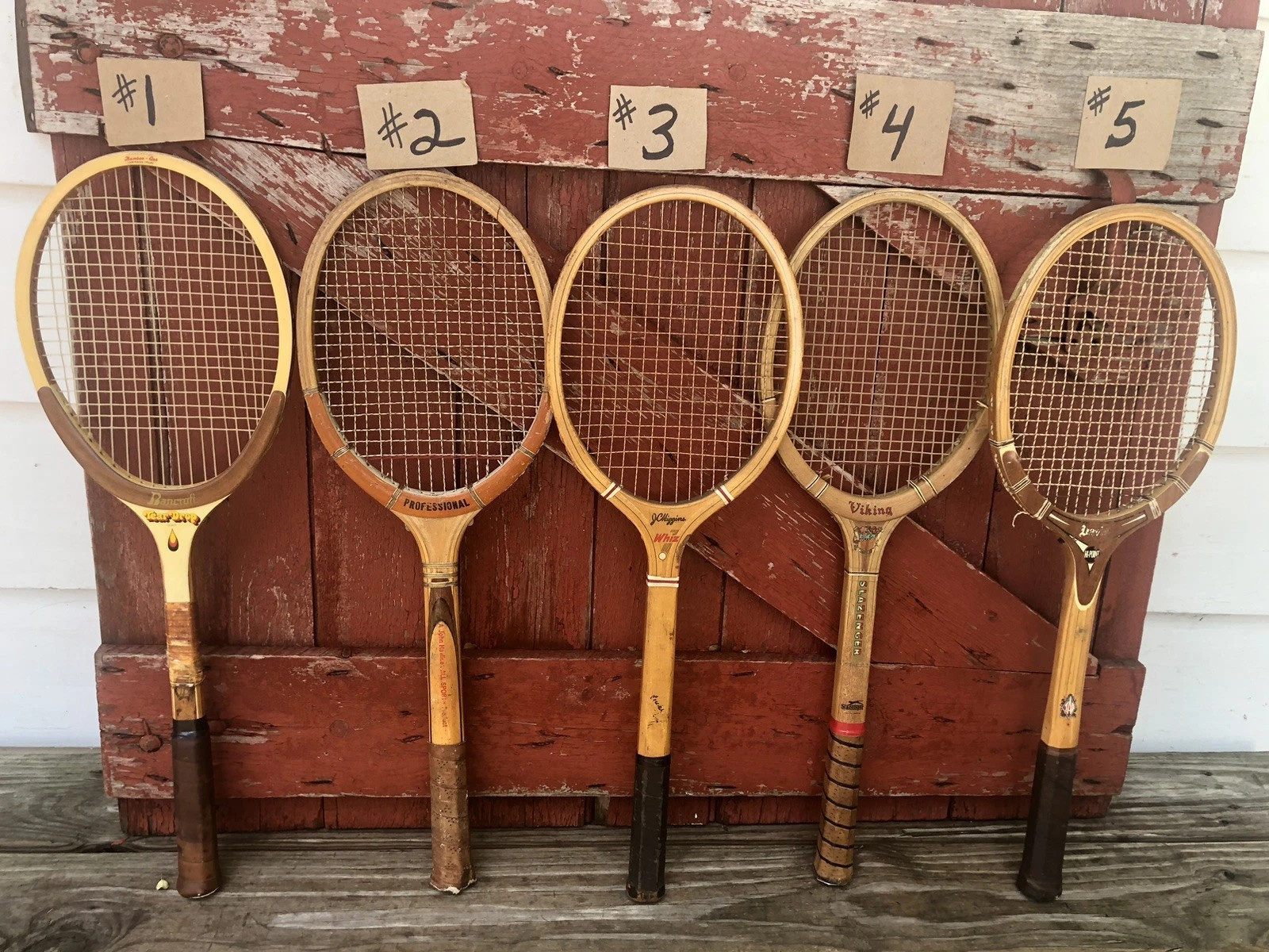 Wood Tennis Racket Bulk Lot Wilson Spalding Clean Strings Intact Neutrals Beige | eBay US