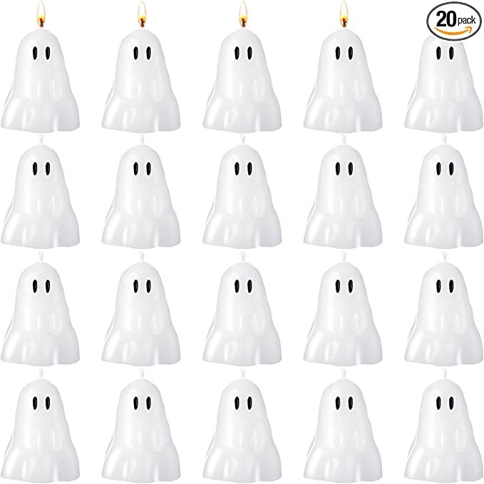 20 Pieces Halloween Candles Decor Cute Ghost Burning Candles White Ghost Halloween Candles Soy Wa... | Amazon (US)