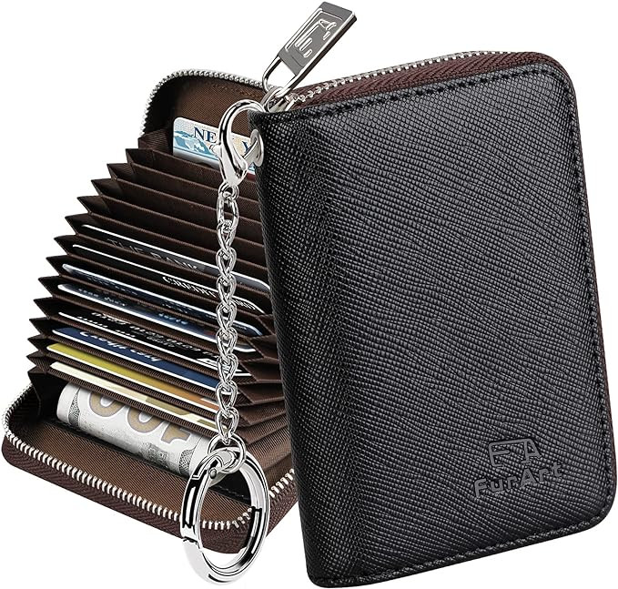 FurArt Credit Card Wallet, Zipper Card Cases Holder for Men Women, RFID Blocking, Key Chain, Comp... | Amazon (US)