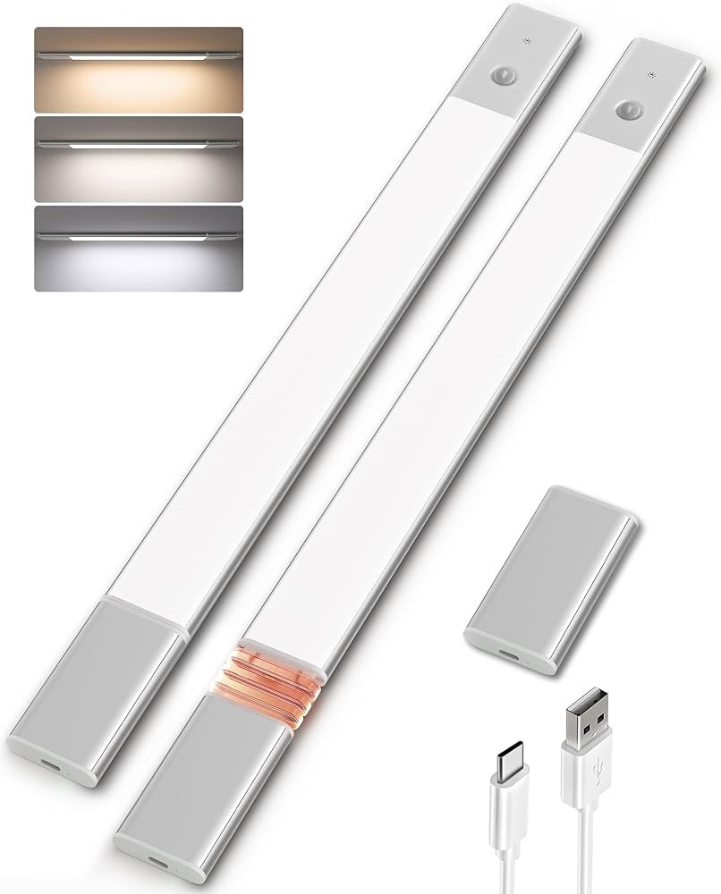 EZVALO Under Cabinet Lighting, 2200mAh Detachable Battery, 76 LEDs Dimmable Closet Lights, 3 Colo... | Amazon (US)