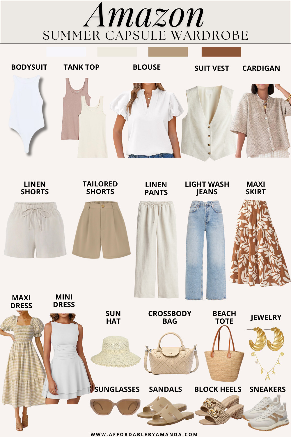Amazon Summer Capsule Wardrobe Essentials - Save time and money with the perfect summer capsule wardrobe! These Amazon picks are stylish, affordable, and designed to mix and match for all your summer adventures. 

 #LTKSeasonal #LTKFindsUnder50 #LTKStyleTip