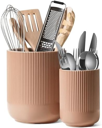 LE TAUCI Utensil Holder, 7.3"+5.4" Ceramic Kitchen Utensil Holder for Countertop, Large Cooking U... | Amazon (US)