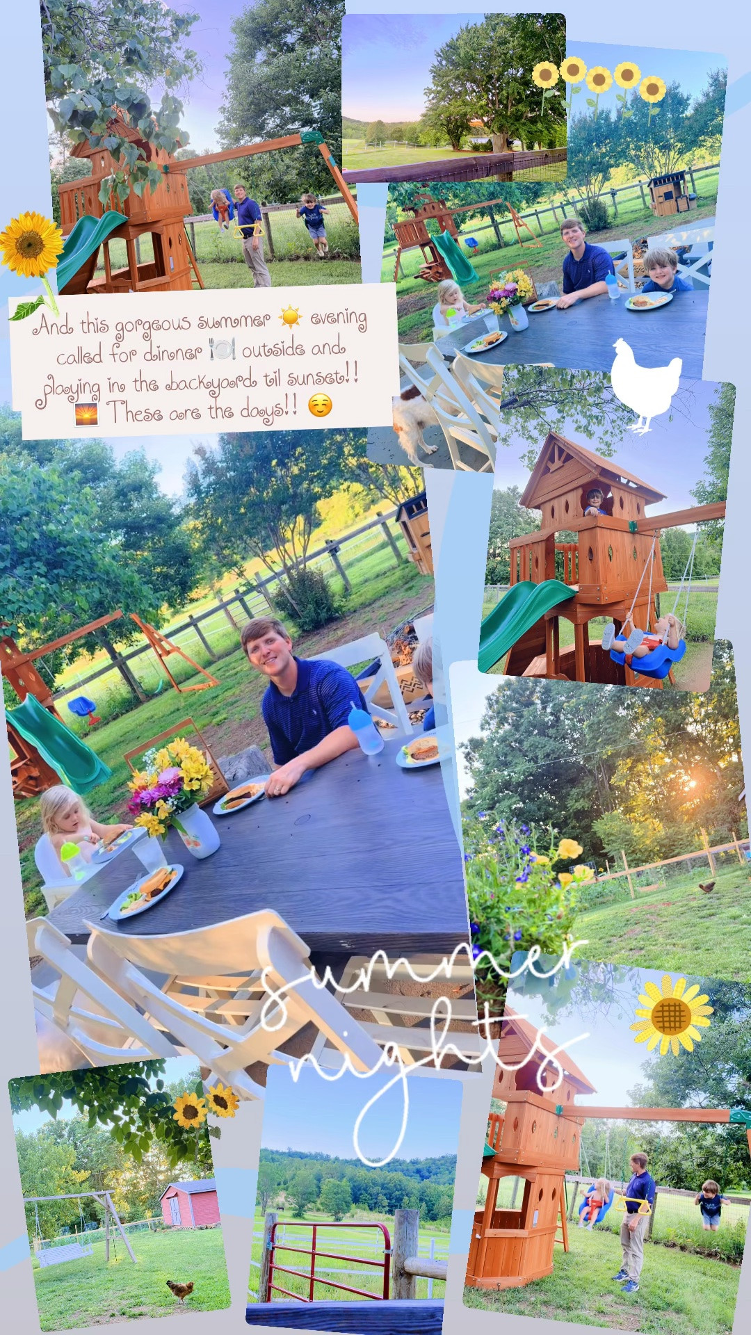 And this gorgeous summer ☀️ evening called for dinner 🍽️ outside and playing in the backyard til sunset!! 🌅 These are the days!! ☺️