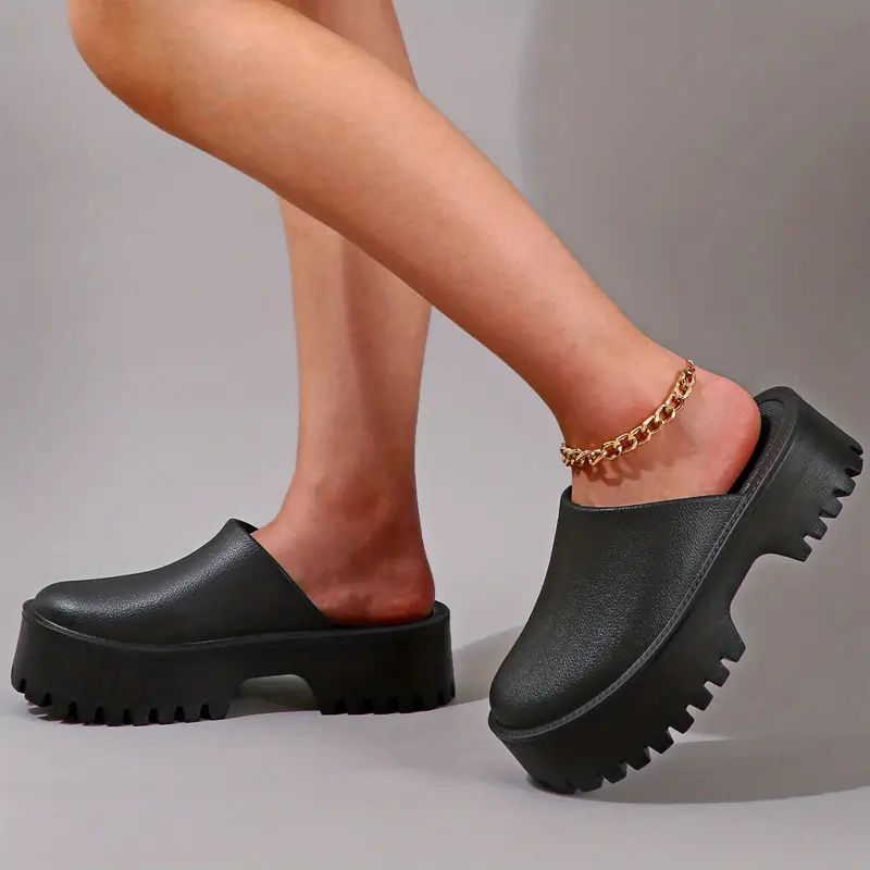 Women's Comfy Platform Slides - Slip On Thick-sole Round Toe Summer Beach Shoes | Temu Affiliate Program