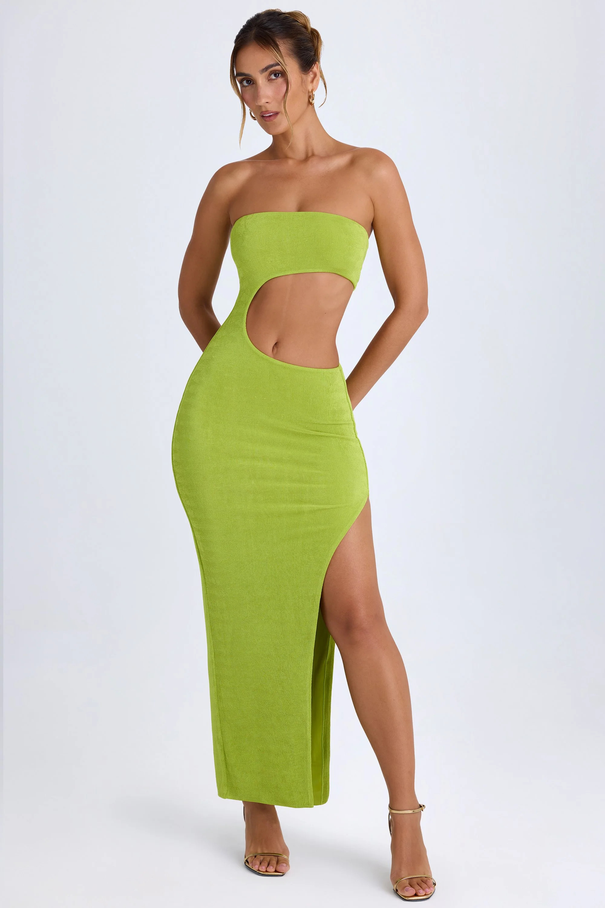 Cut-Out Bandeau Maxi Dress in Pear Green | Oh Polly