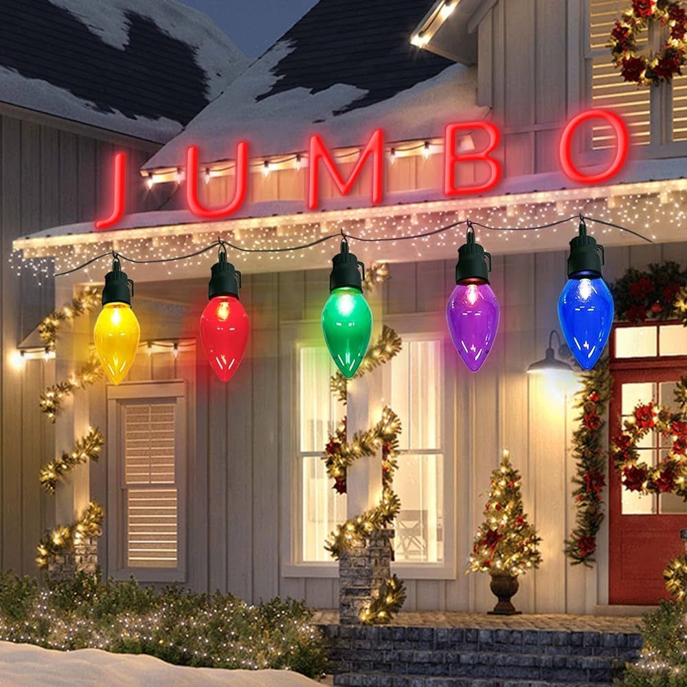 Outdoor Christmas Decorations - Jumbo Xmas String Lights or Pathway Marker Lights - Large Multicolor | Amazon (US)