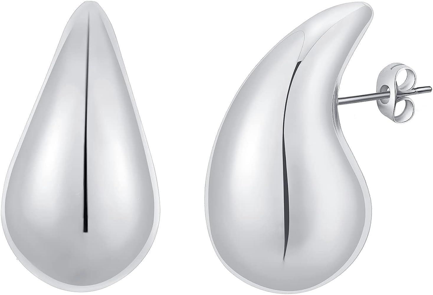 Apsvo Chunky Gold Hoop Earrings for Women, Lightweight Waterdrop Hollow Open Hoops, Hypoallergenic G | Amazon (US)