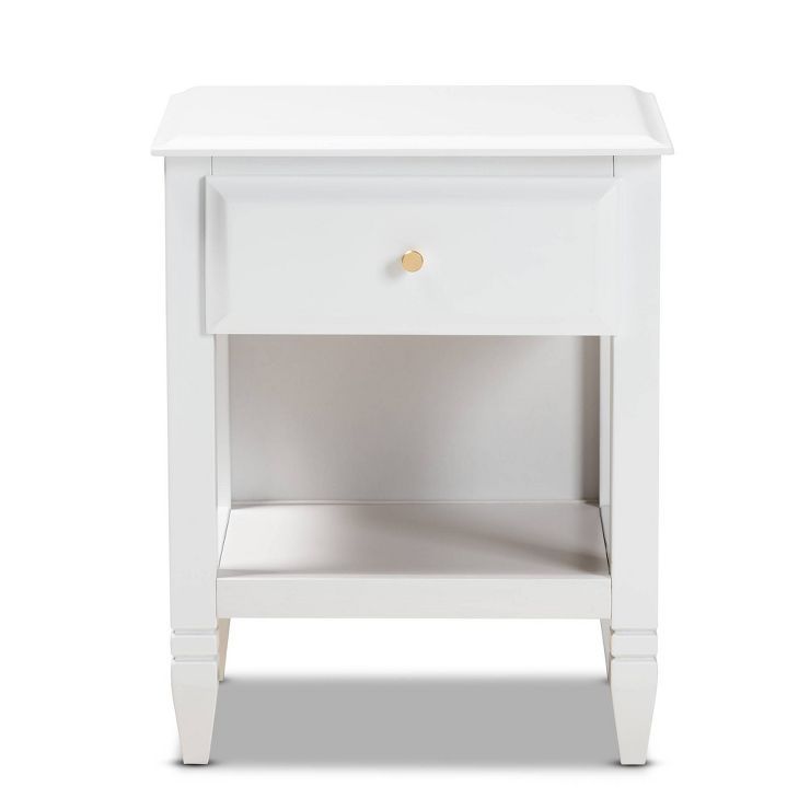 1 Drawer Naomi Wood Bedroom Nightstand White/Gold - Baxton Studio | Target