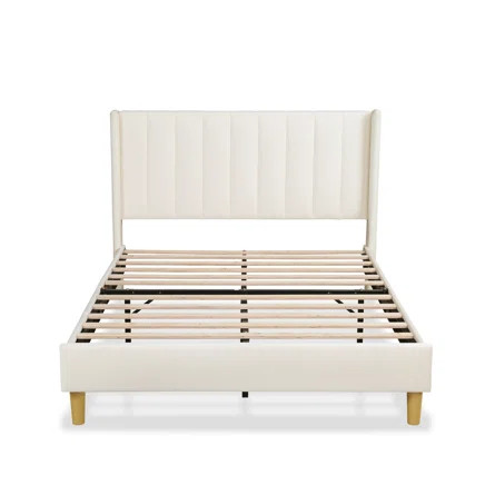 Deeb Upholstered Platform Bed Frame with Wingback Headboard | Wayfair North America