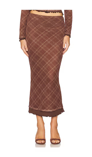 Richard Plaid Midi Skirt in Brown Multi | Revolve Clothing (Global)