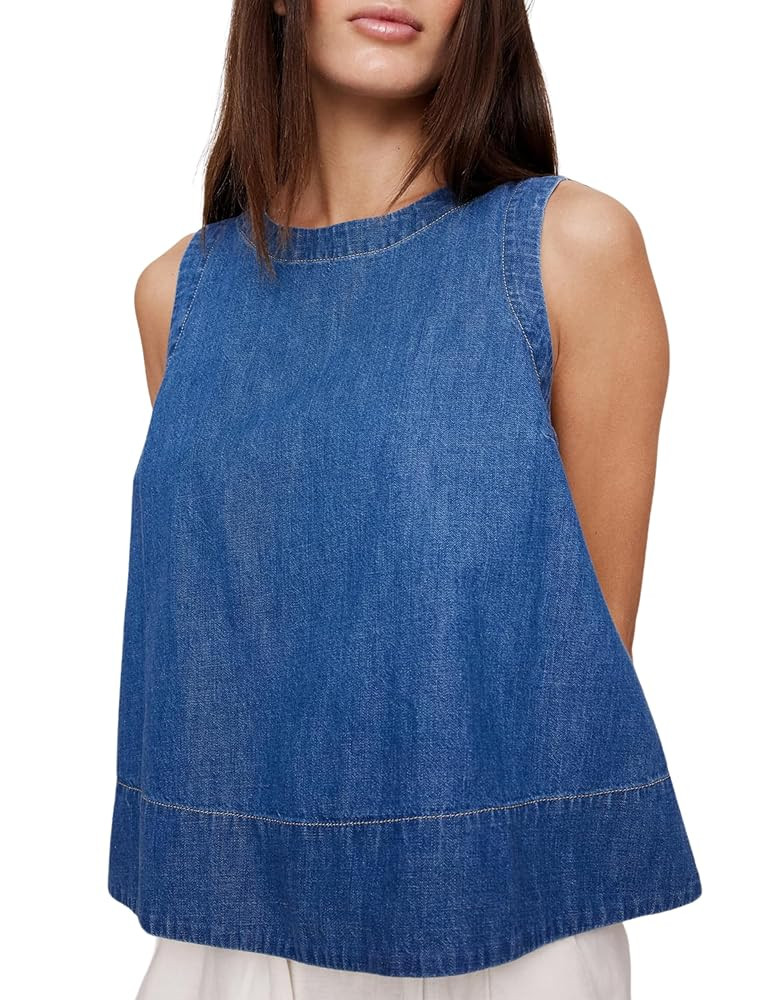 Xiaoxuemeng Womens Denim Top Y2K Sleeveless Jean Tank Tops for Women Crewneck Loose Fit Denim Tan... | Amazon (US)