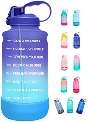 Elvira Half Gallon/64oz Motivational Time Marker Water Bottle with Straw & Protective Silicone Bo... | Amazon (US)