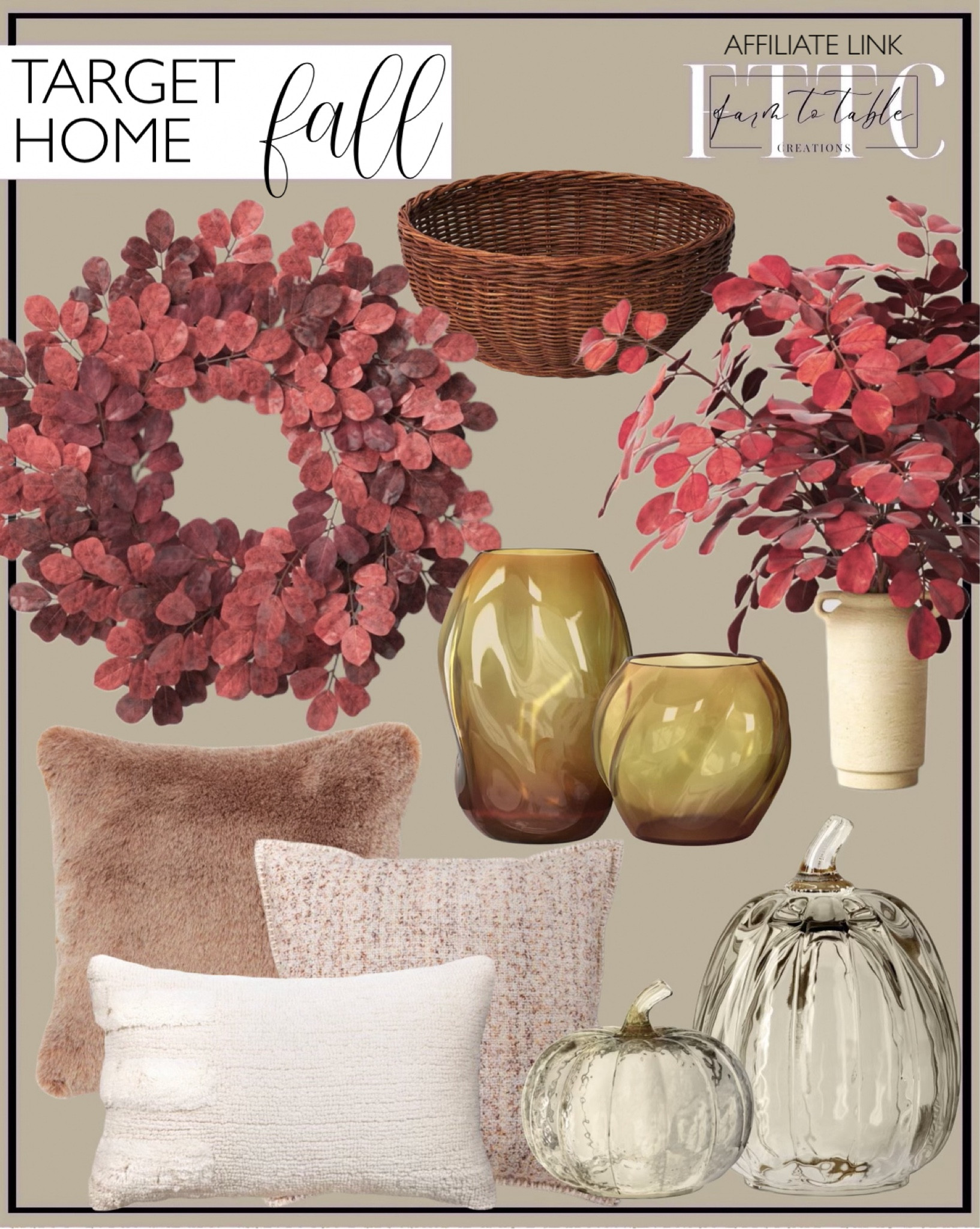 Target Fall Finds. Follow @farmtotablecreations on Instagram for more inspiration.

Rattan Bread Basket. Organic Glass Hurricane. Square Throw Pillow. Neutral Throw Pillow. Pumpkin Figurine Champagne. Threshold Wreath. Potted Arrangement. 

Target Fall Decor. Target Home. Fall Finds. Budget Friendly Decor. 

#LTKFindsUnder50 #LTKHome #LTKSeasonal