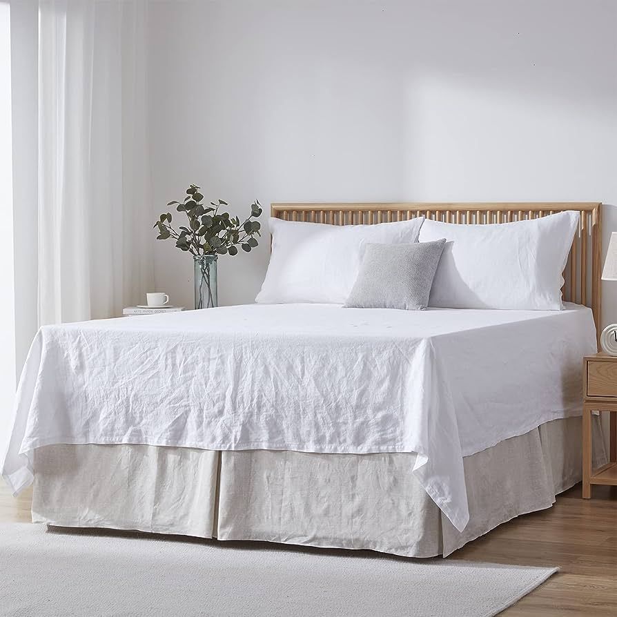 Simple&Opulence 100% Belgian Linen Bed Skirt with Classic 22 inch Tailored Drop Dust Ruffle, Easy... | Amazon (US)
