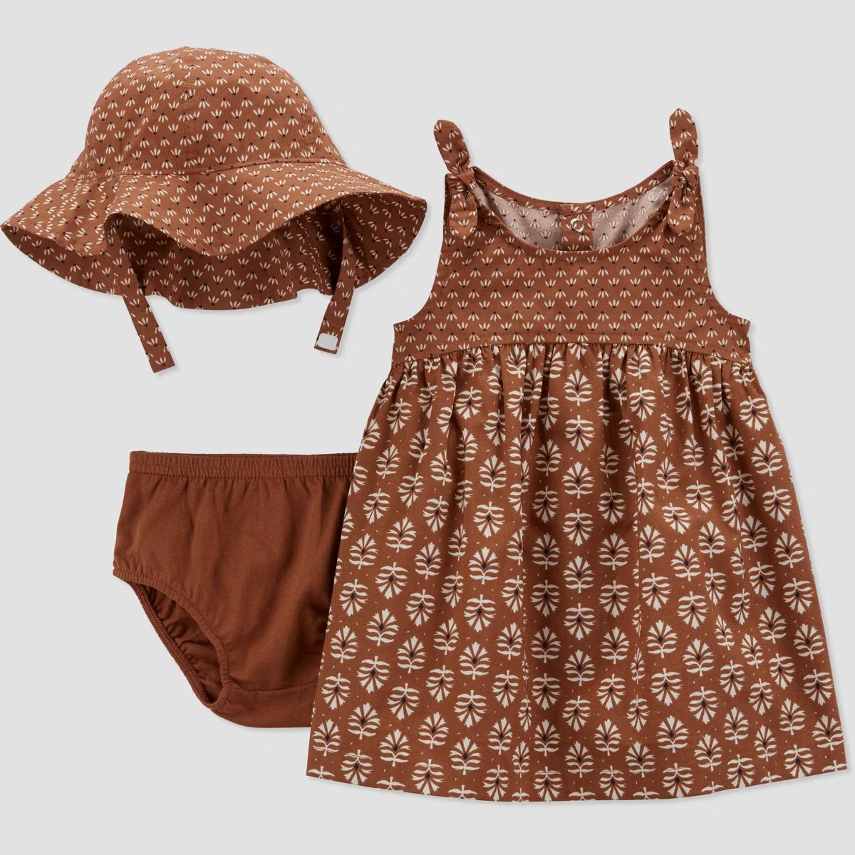 Carter's Just One You® Baby Girls' Geo Dress with Hat Coordinate Set - Brown | Target